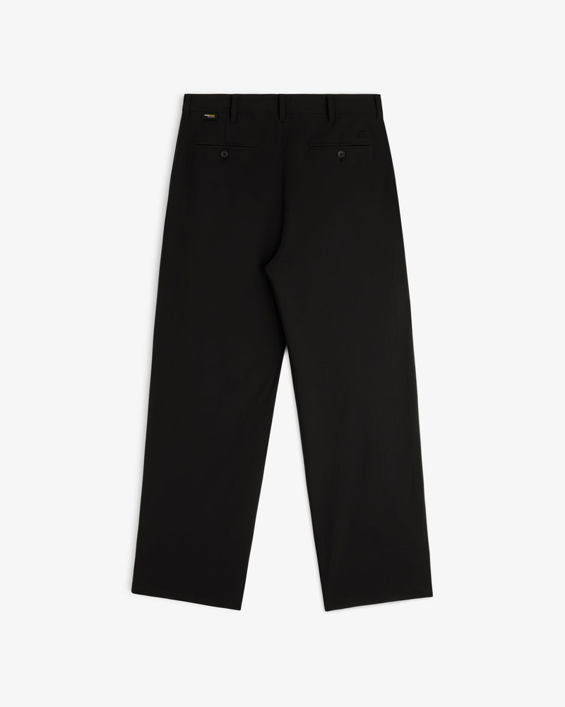 ALD Golf Cordura Double Pleated Pant laid flat, back view, with belt loops and two buttoned back pockets.