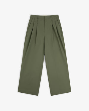 Lightweighted Pleated Cotton Trouser