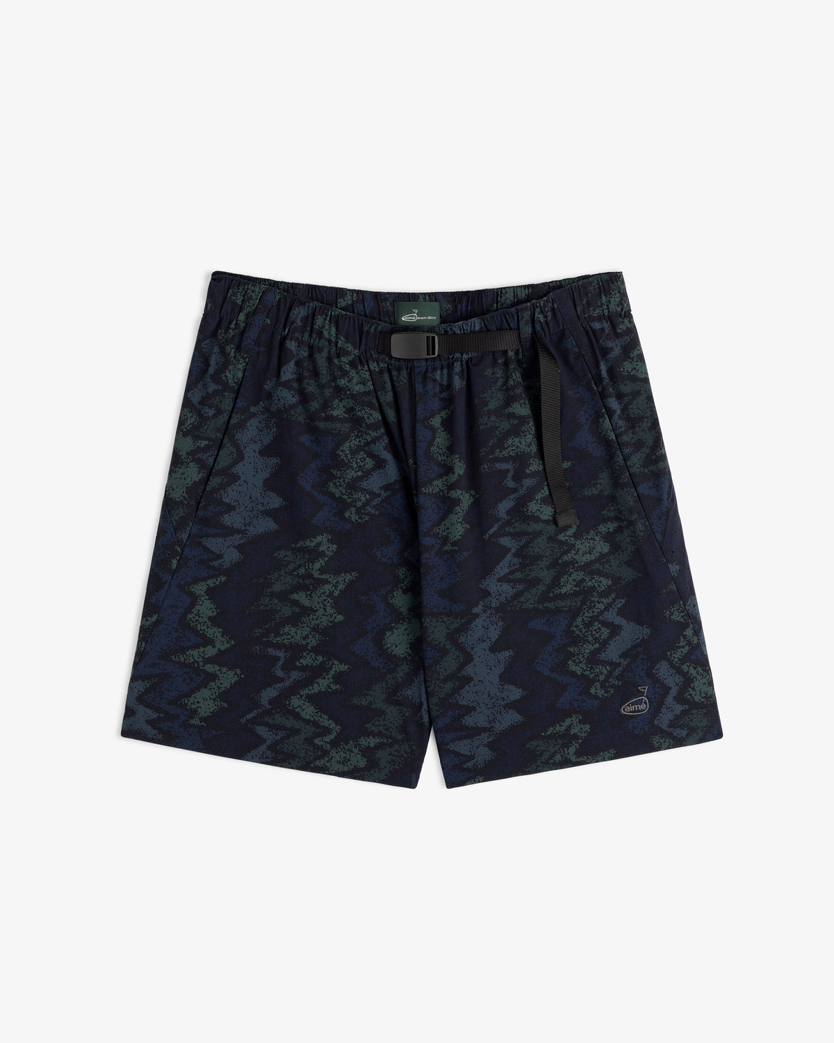 ALD Golf Performance Short: dark pattern with built-in black belt and subtle zigzag design, shown on white background.