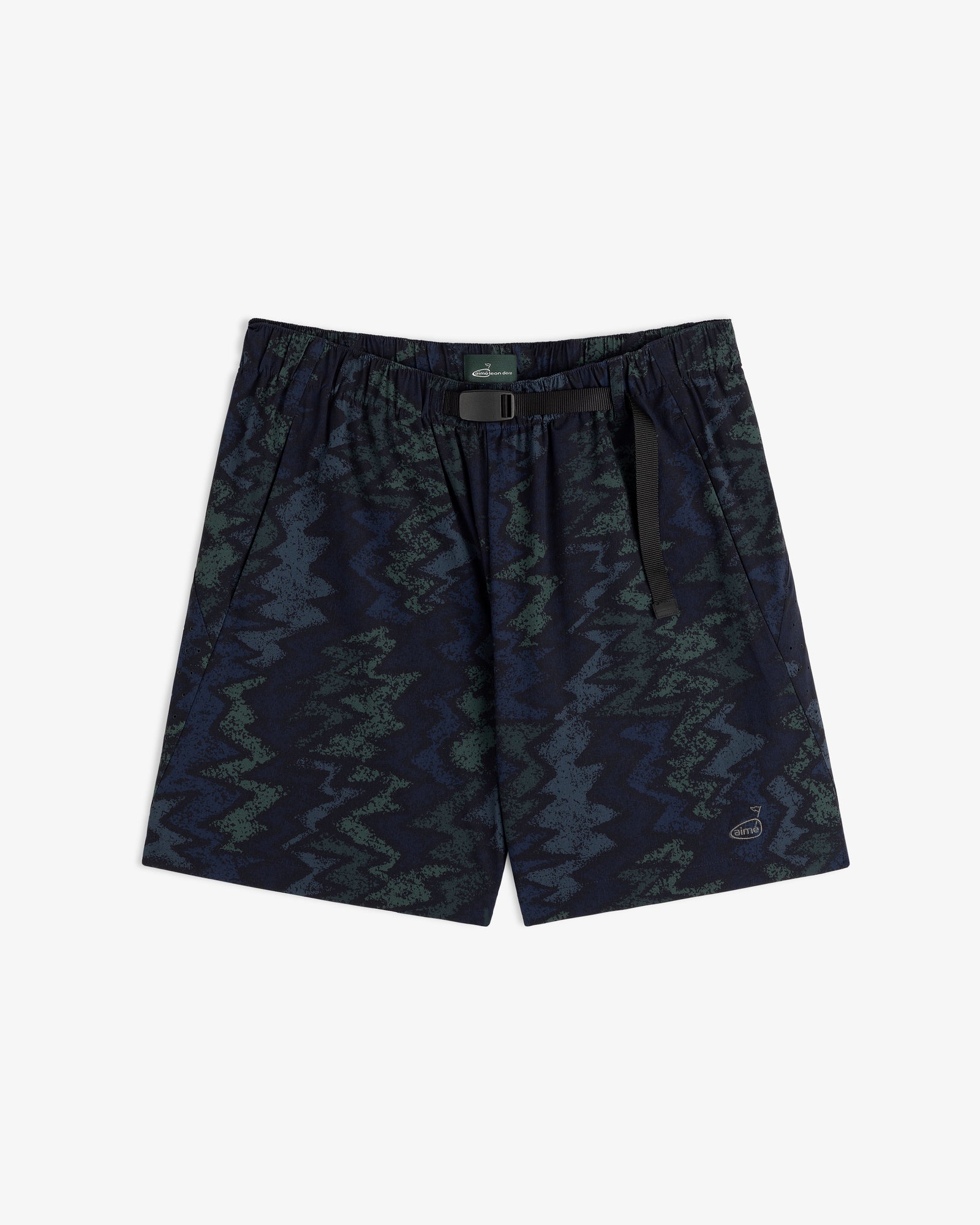 ALD Golf Performance Short: dark pattern with built-in black belt and subtle zigzag design, shown on white background.