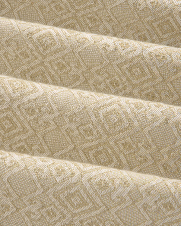 Jacquard Leisure Shirt in beige with a soft drape and a subtle geometric diamond pattern.