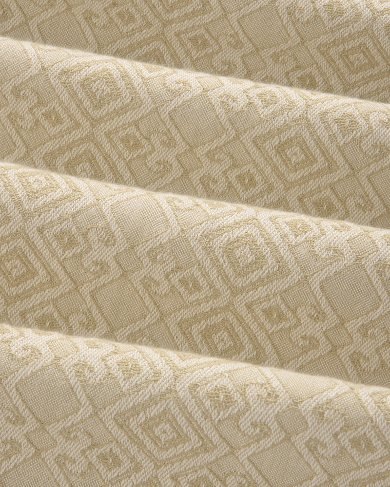 Jacquard Leisure Shirt in beige with a soft drape and a subtle geometric diamond pattern.