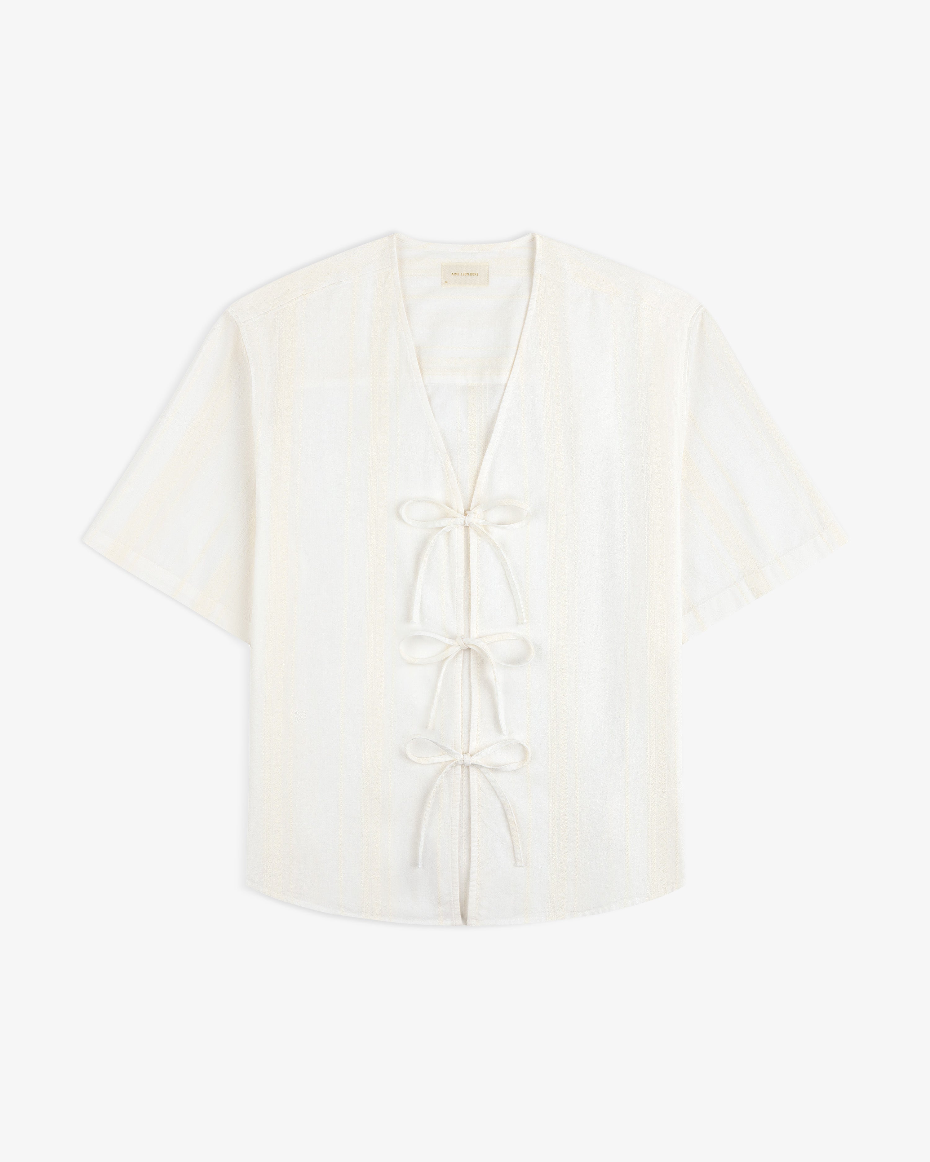 Jacquard Striped Tie-Front Shirt