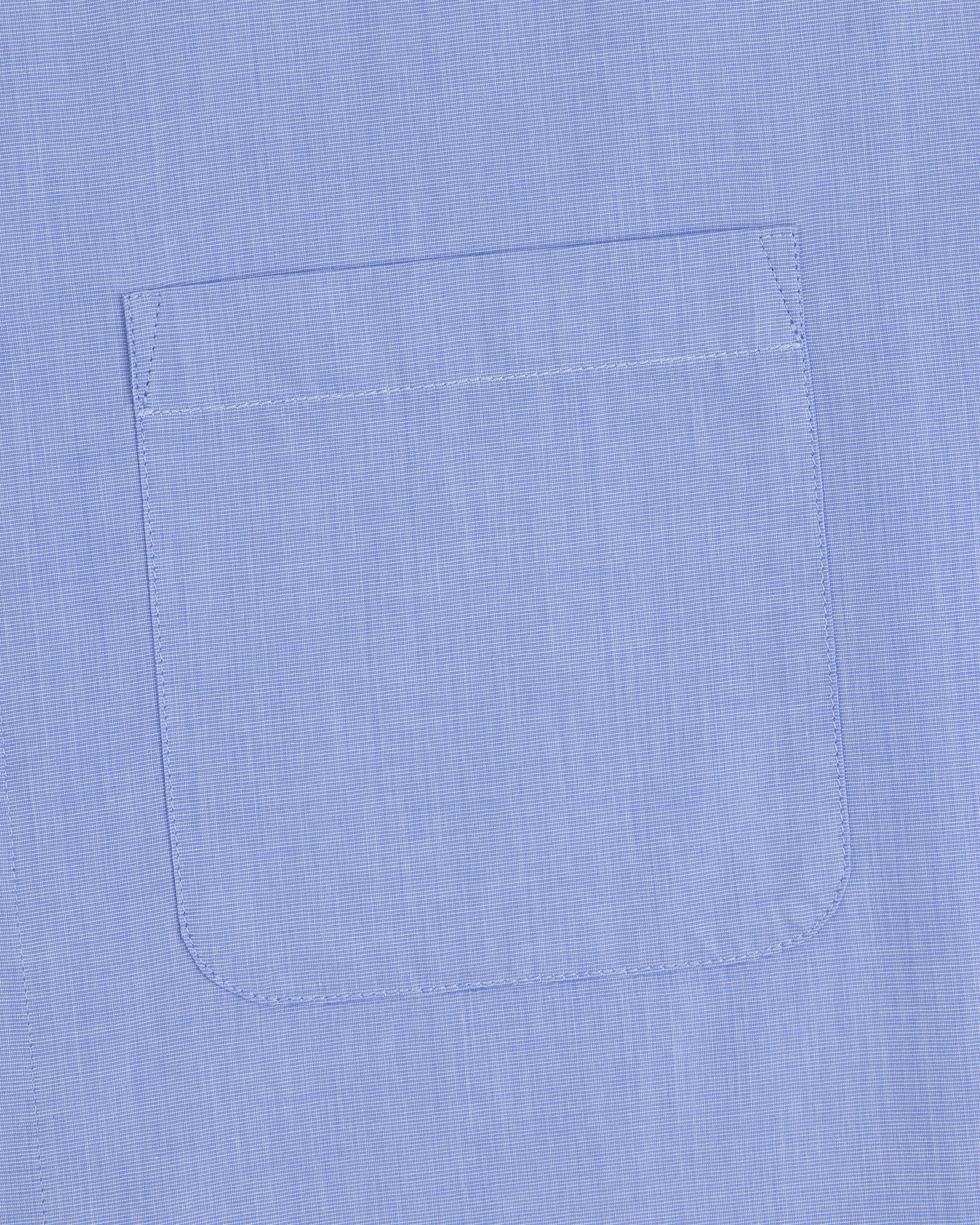Poplin Casual Shirt in light blue with a single chest pocket and visible stitching at the pocket edges.
