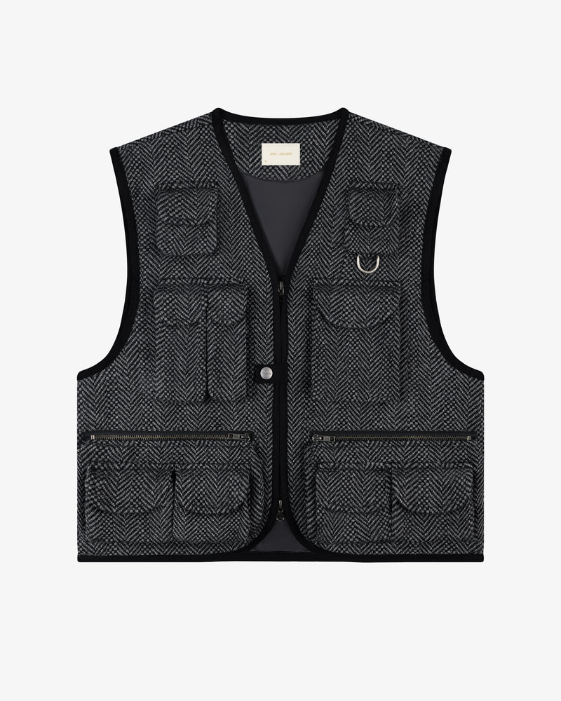 Wool Herringbone Fishing Vest