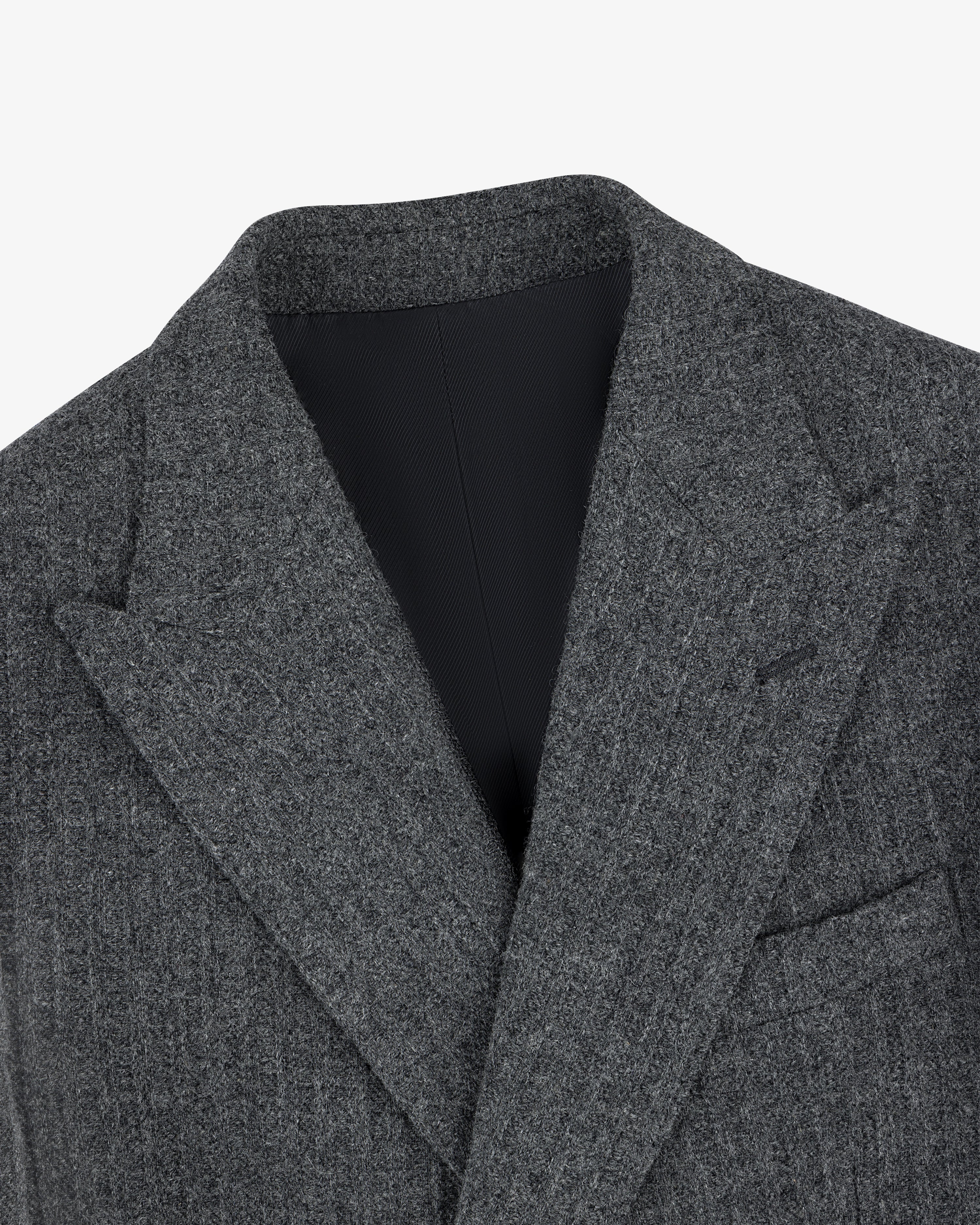 Double-Breasted Wool Herringbone Suit Jacket