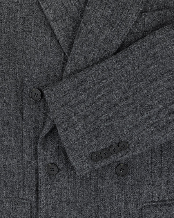 Double-Breasted Wool Herringbone Suit Jacket