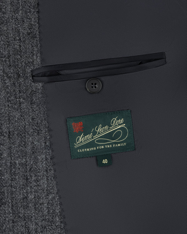 Double-Breasted Wool Herringbone Suit Jacket