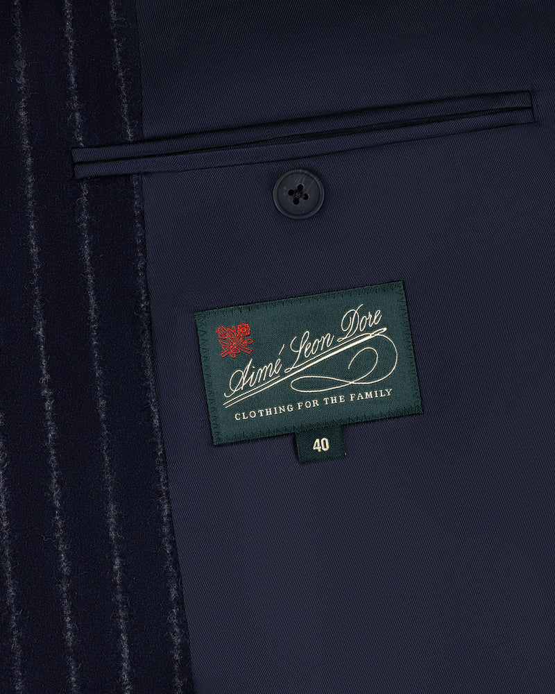 Double-Breasted Pinstripe Wool Suit Jacket