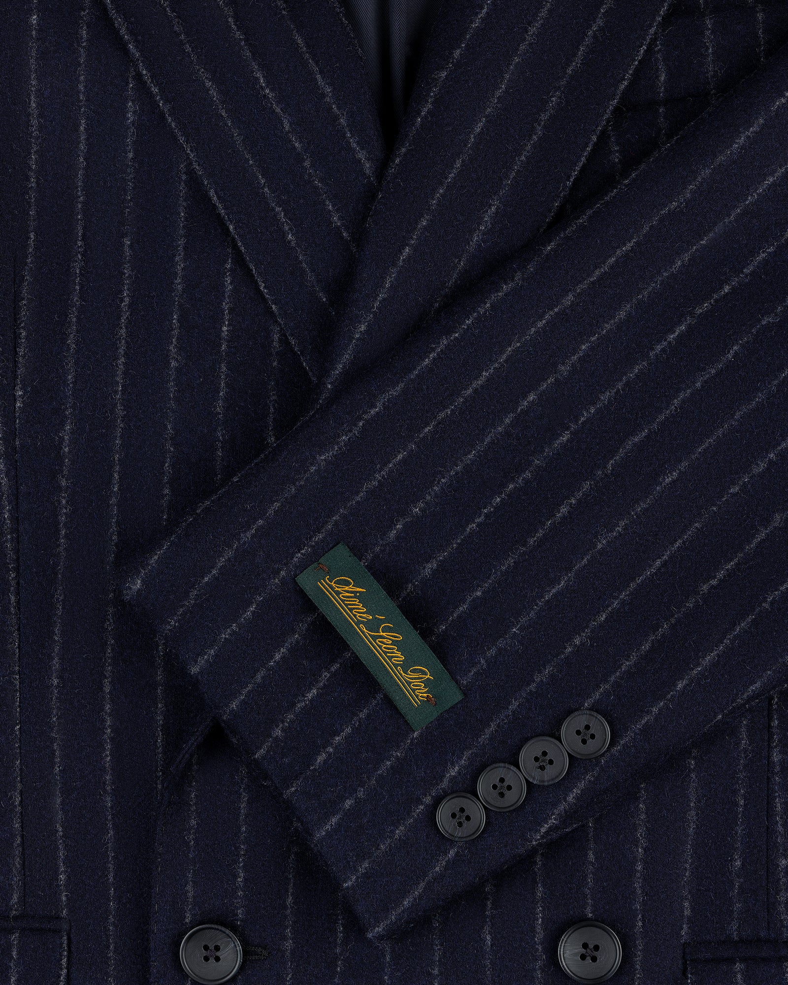 Double-Breasted Pinstripe Wool Suit Jacket