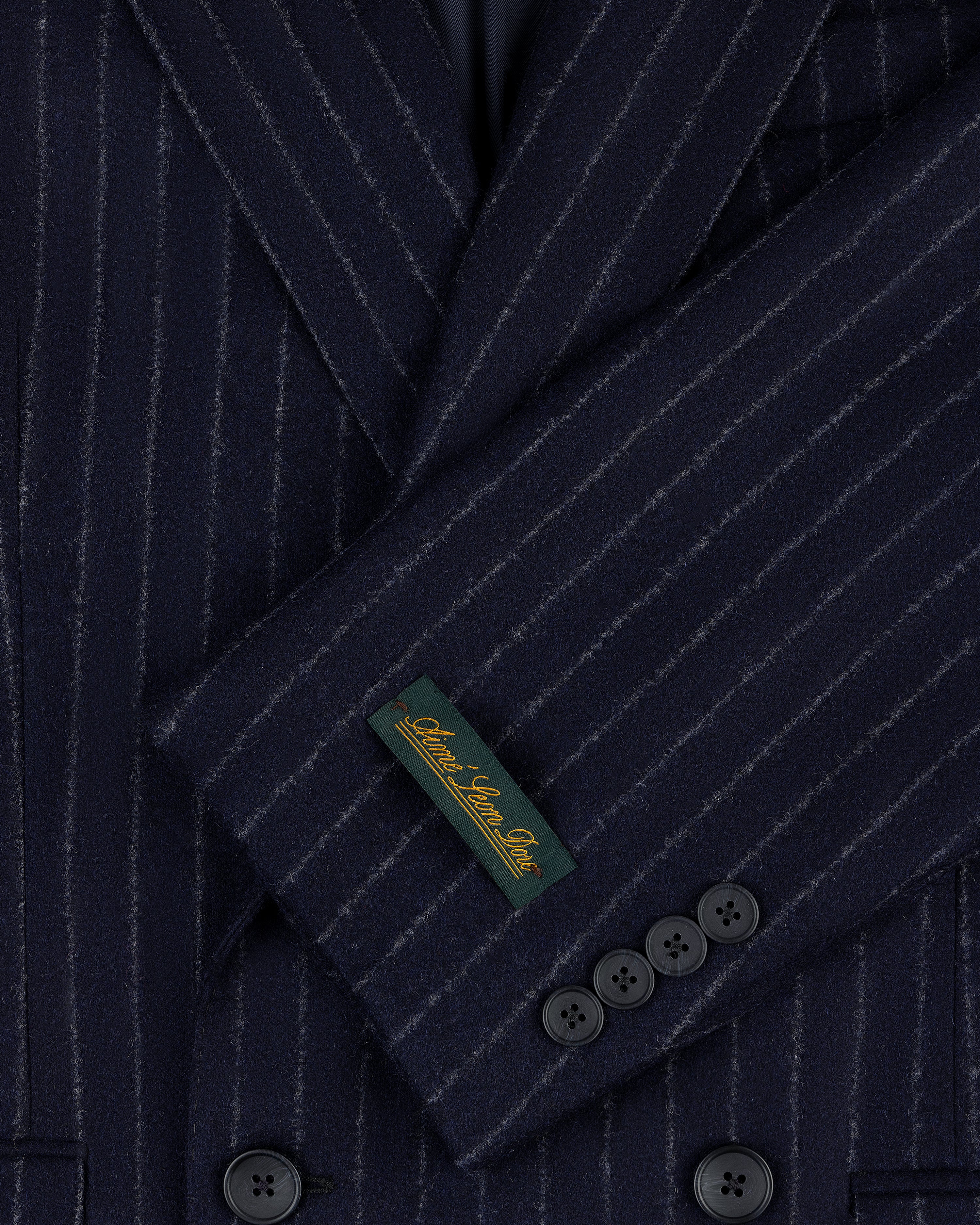 Double-Breasted Pinstripe Wool Suit Jacket