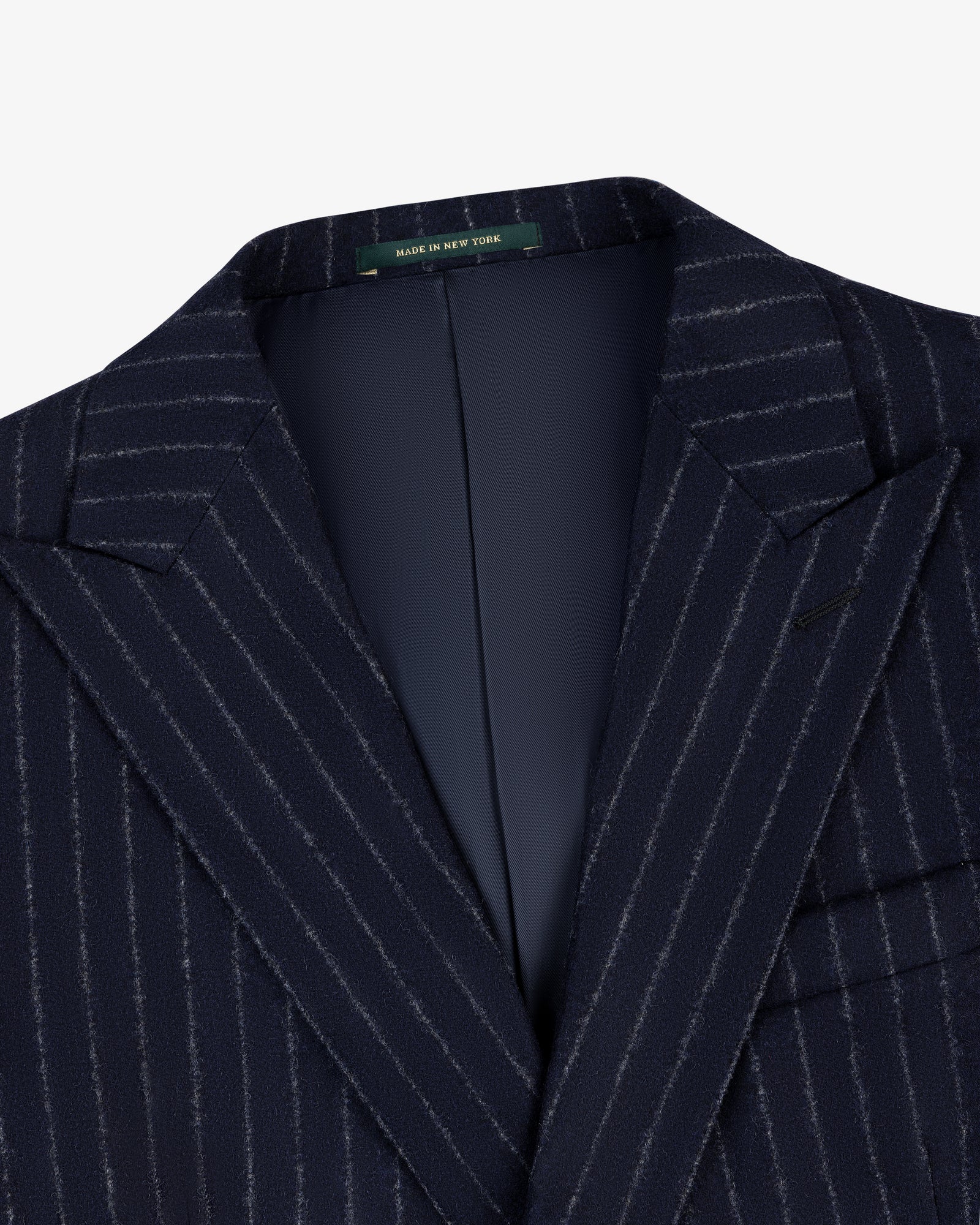 Double-Breasted Pinstripe Wool Suit Jacket