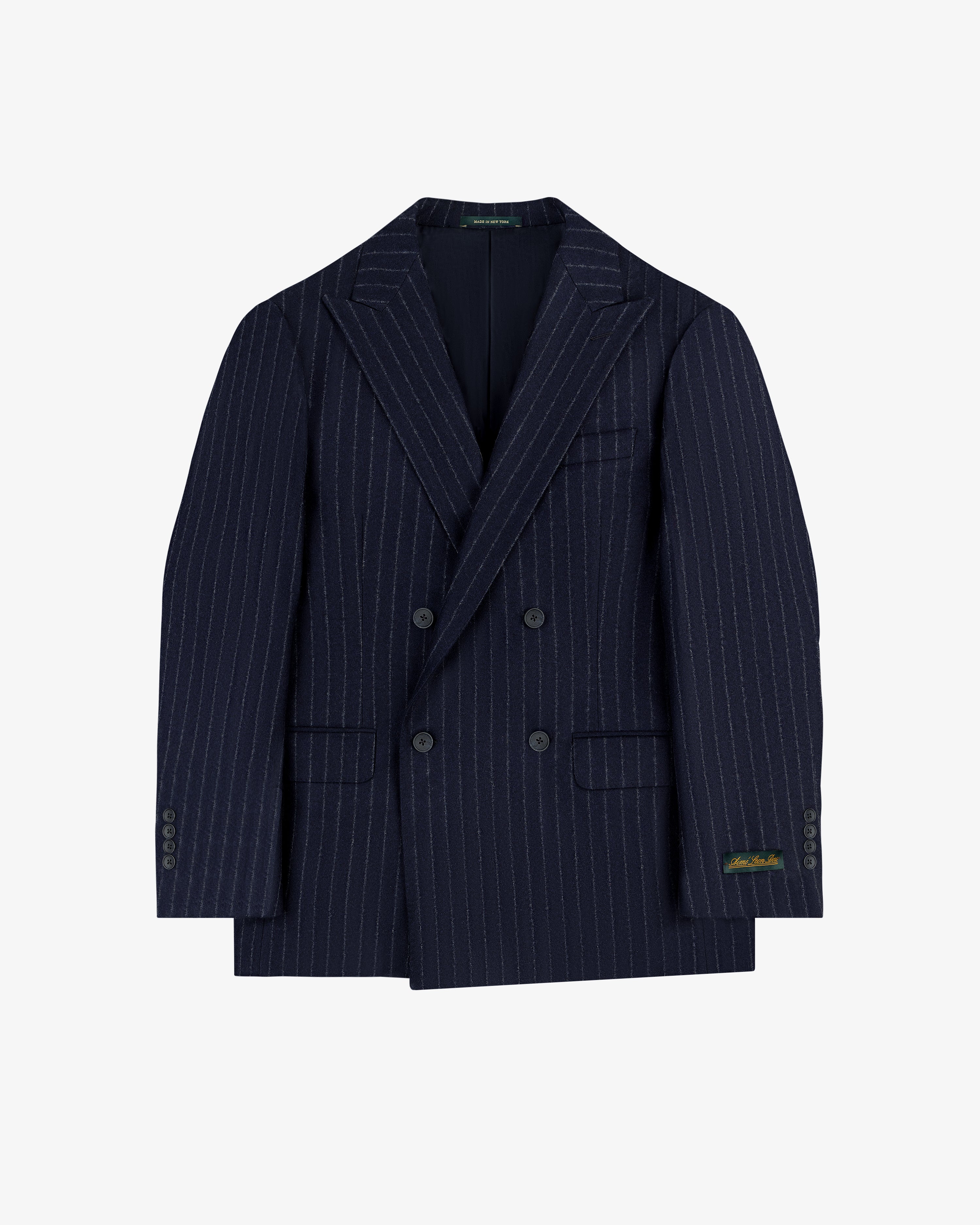 Double-Breasted Pinstripe Wool Suit Jacket