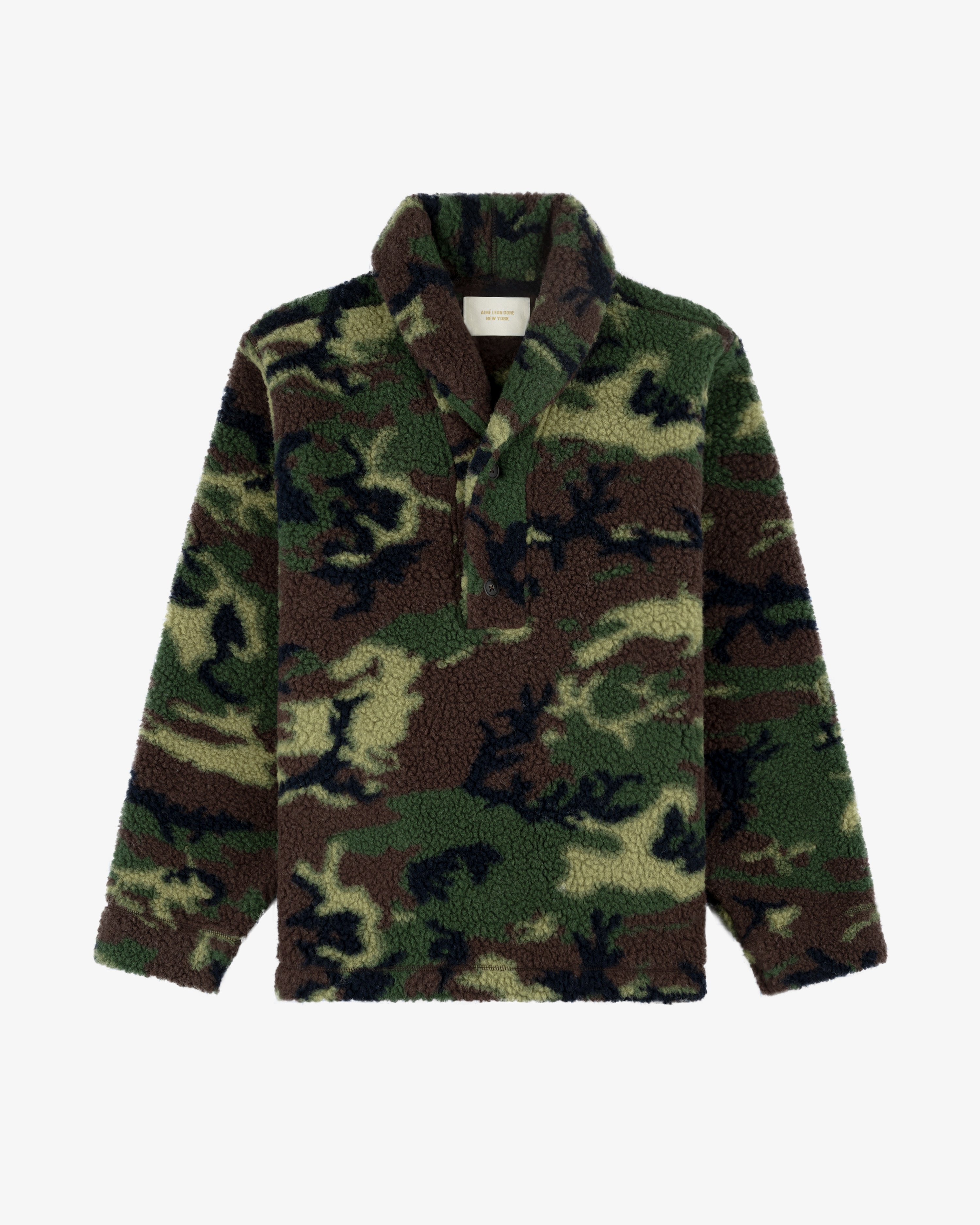 Camo Shawl Collar Fleece Pullover