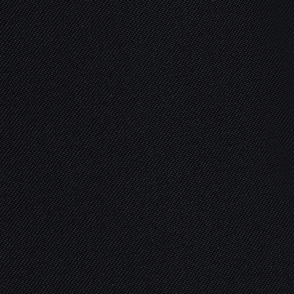 Close-up of Elasticated Waist Gabardine Trouser in dark black with a subtle diagonal weave texture.