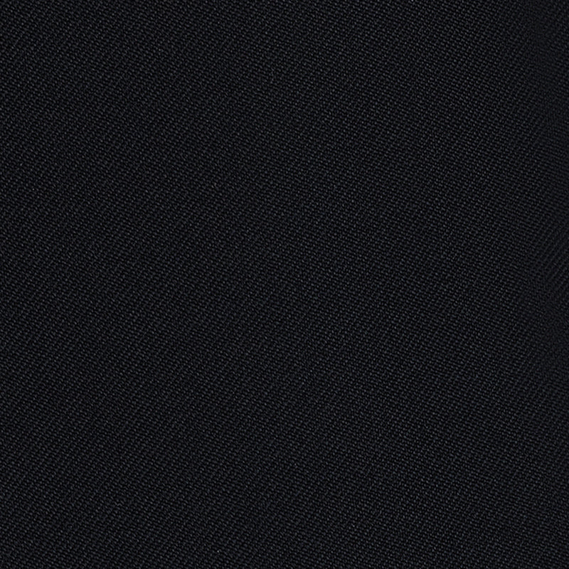 Close-up of Elasticated Waist Gabardine Trouser in dark black with a subtle diagonal weave texture.