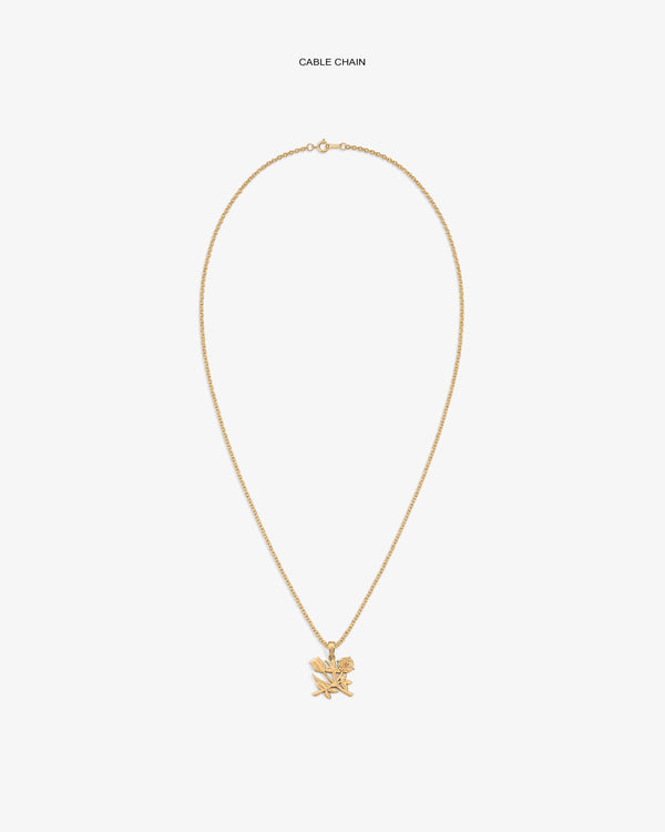 14Kt Gold Pendant necklace shown on white background.
