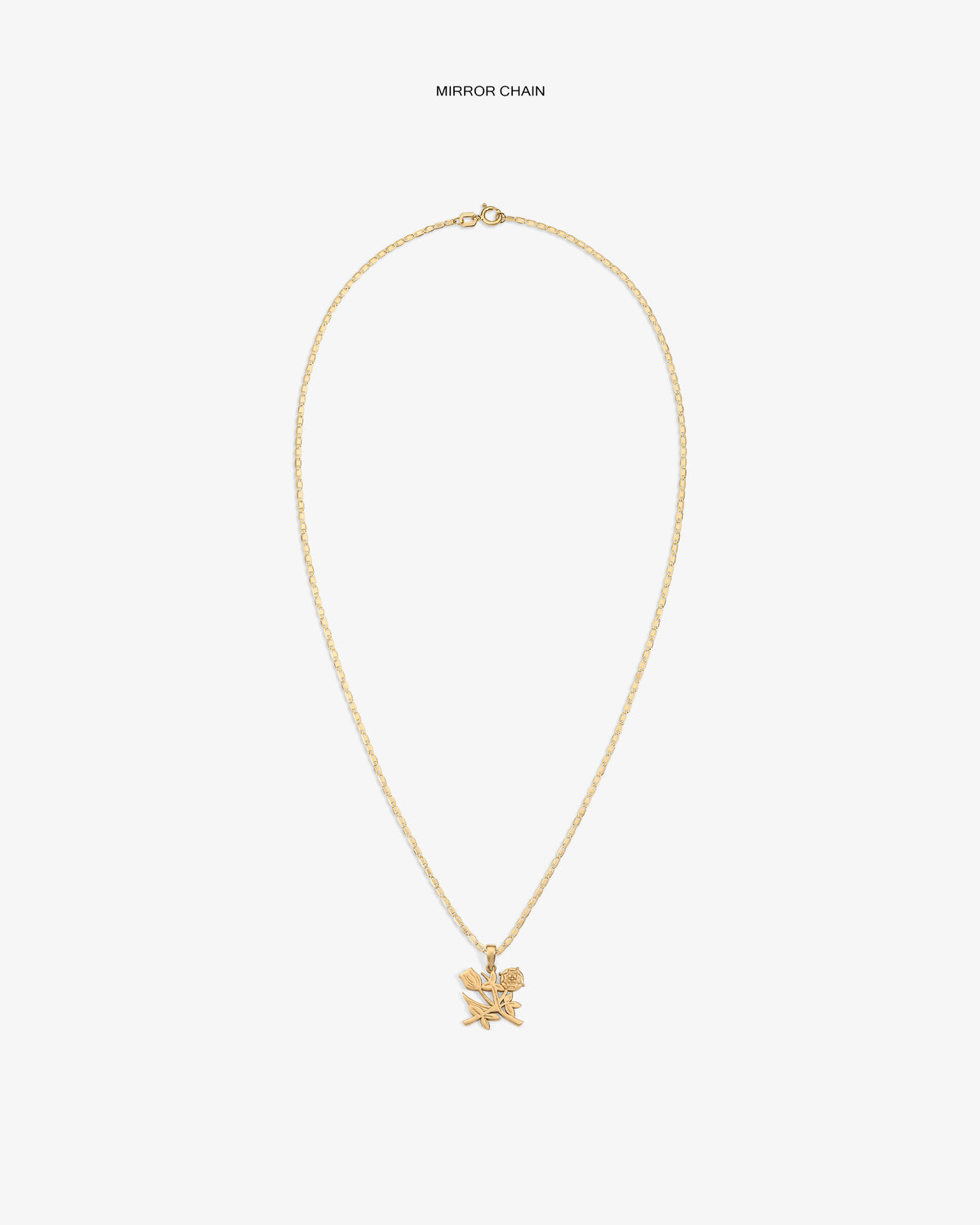 14Kt Gold Pendant: thin twisted chain with two small pendants—a star and a rose.