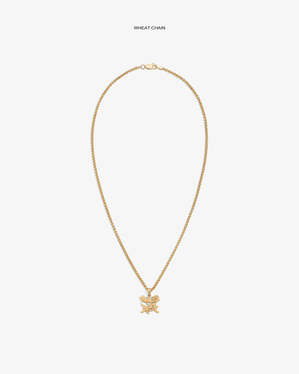 14Kt Gold Pendant on wheat chain with bird and branch design, shown against a plain white background.