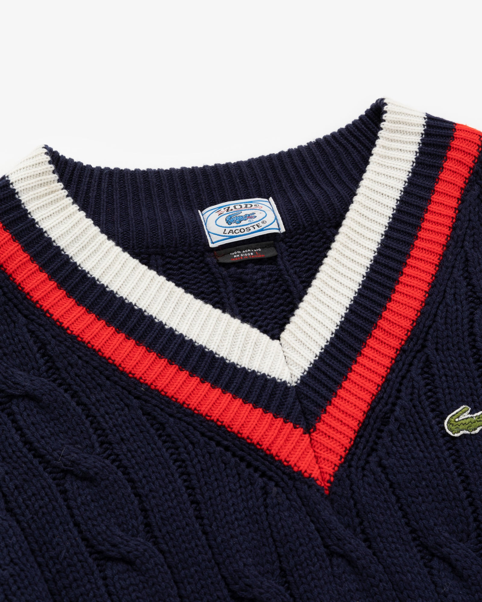 Vintage Lacoste V-Neck Knit Sweater