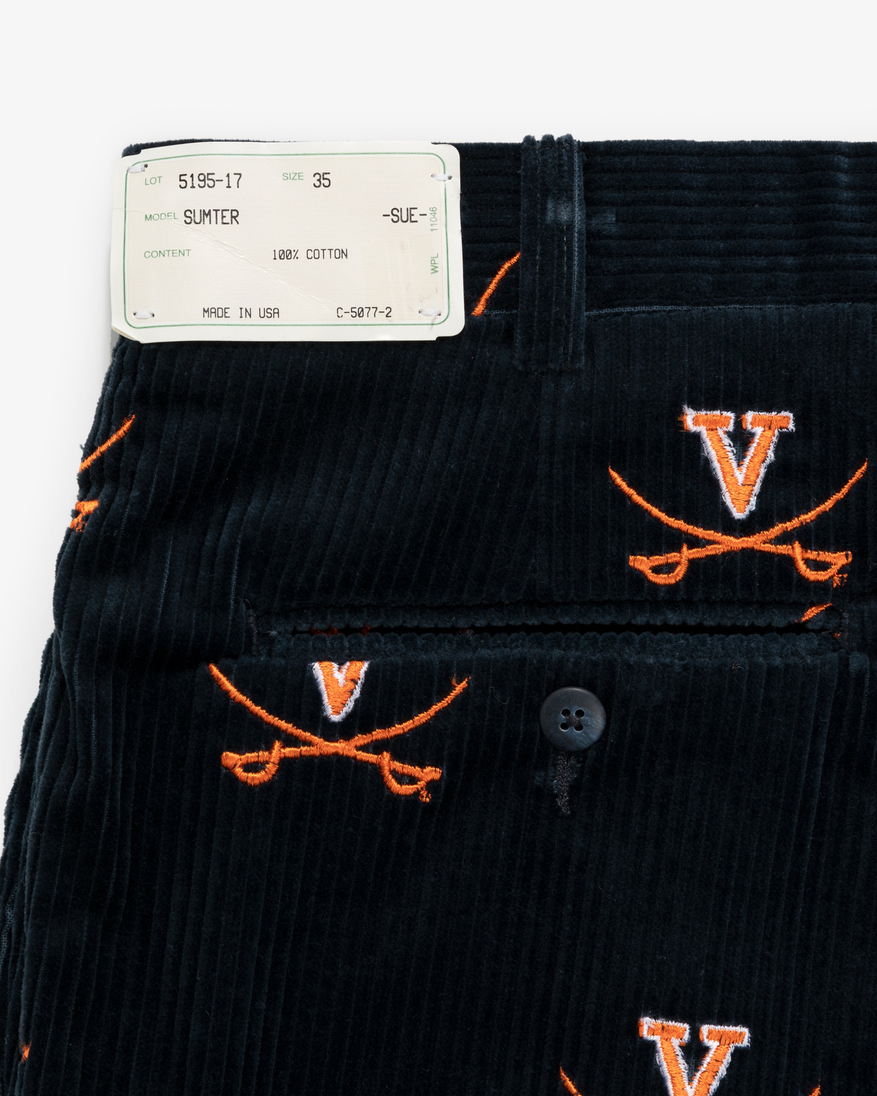 UVA Corduroy Embroidered Pants