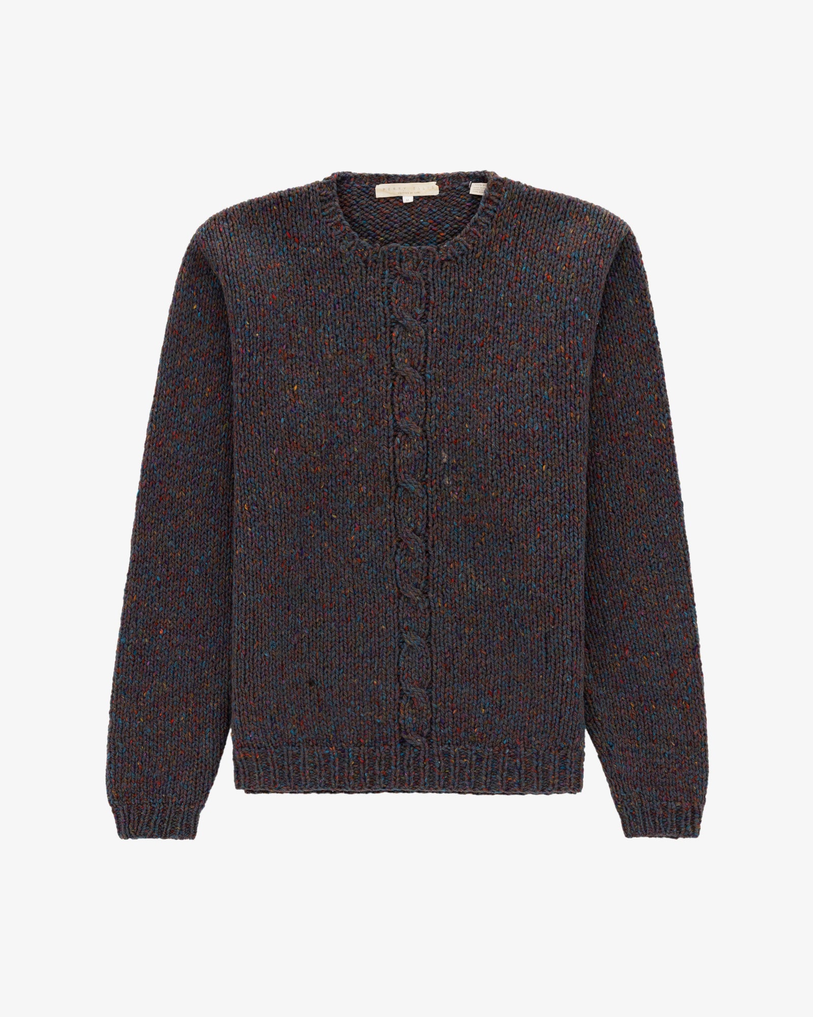 Perry Ellis Hand Knit Multi Color Wool Sweater