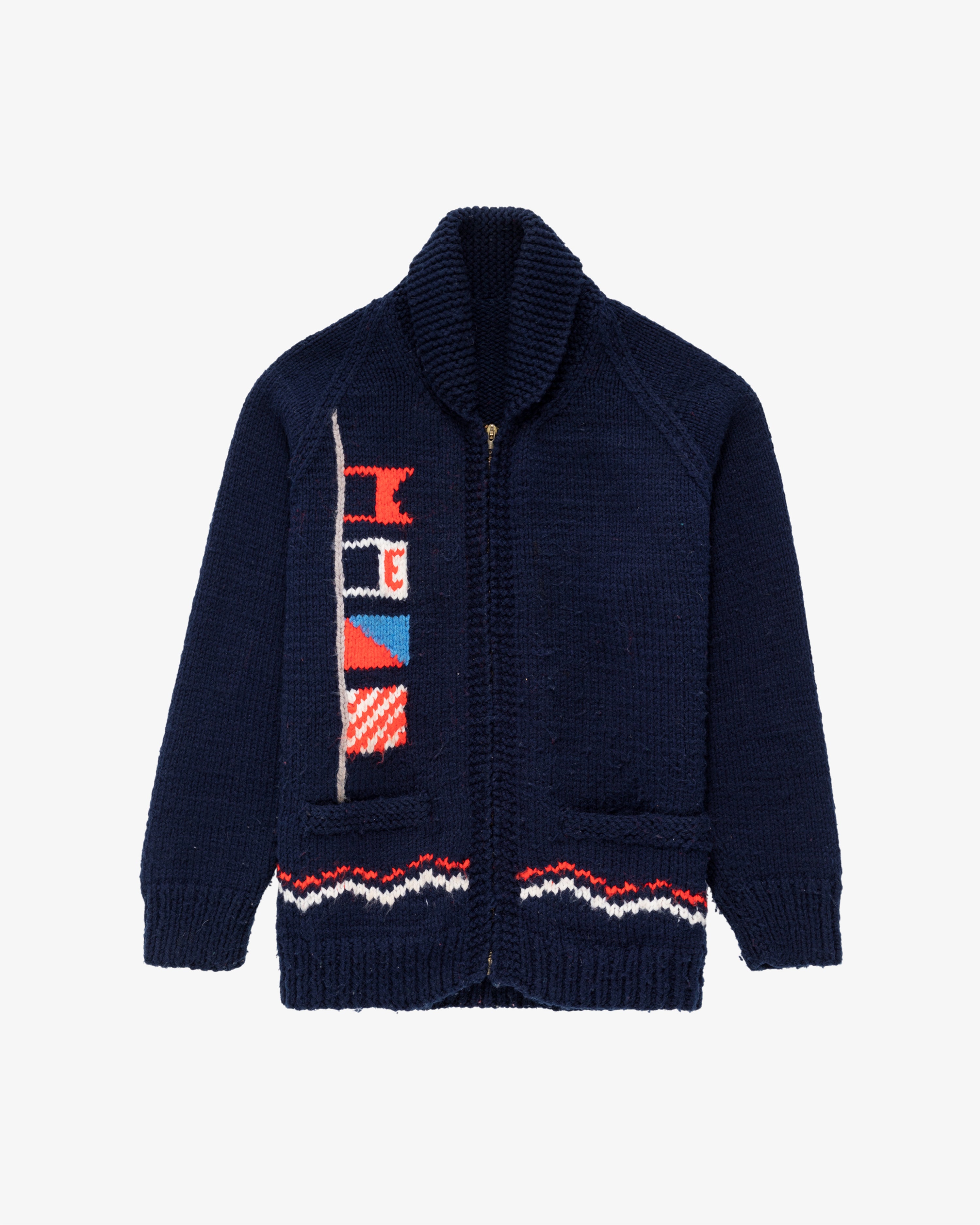 Vintage Wool Nautical Zip Up Sweater