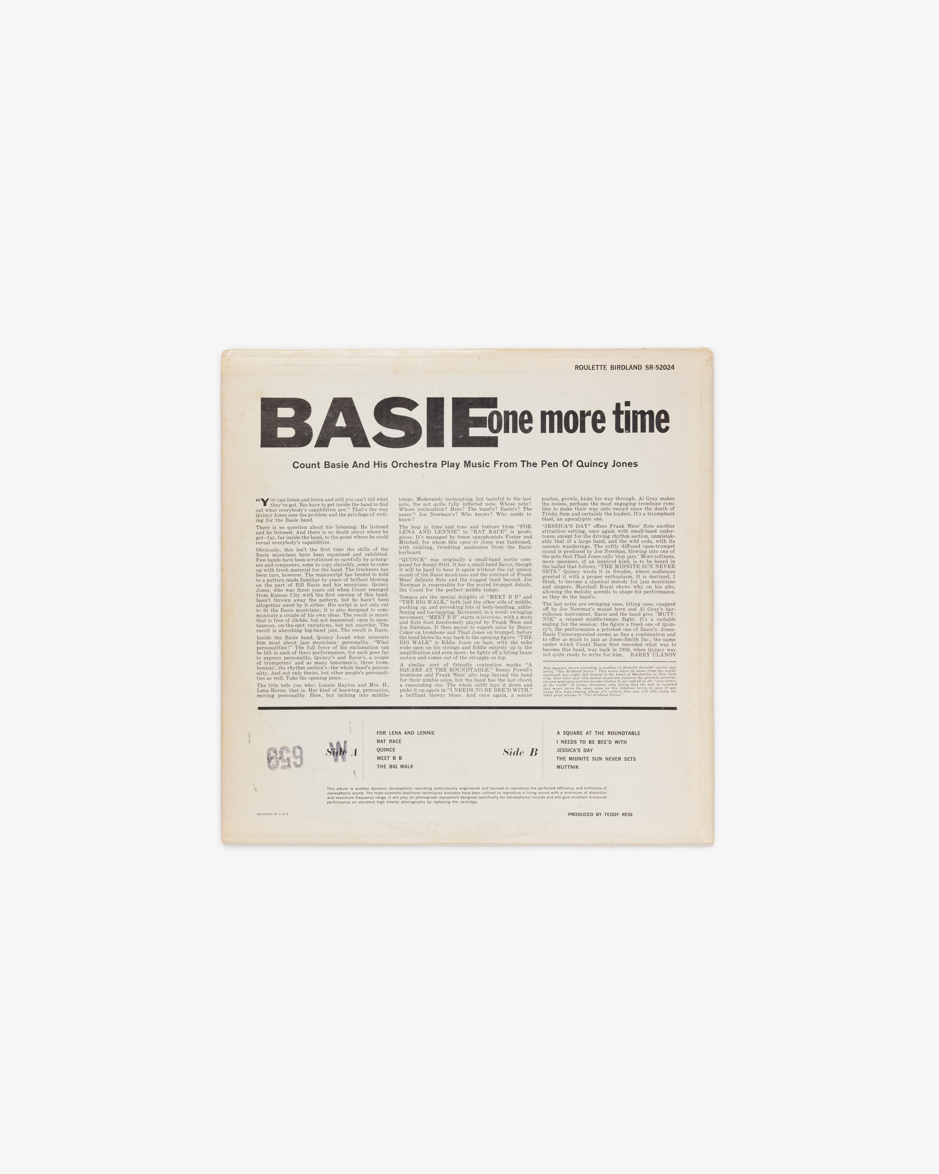 Count Basie Orchestra - Basie (One More Time) LP