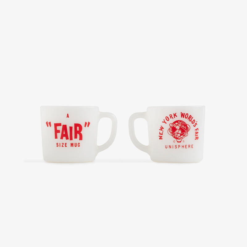 Vintage World's Fair Milk Glass Mugs - Set of 2
