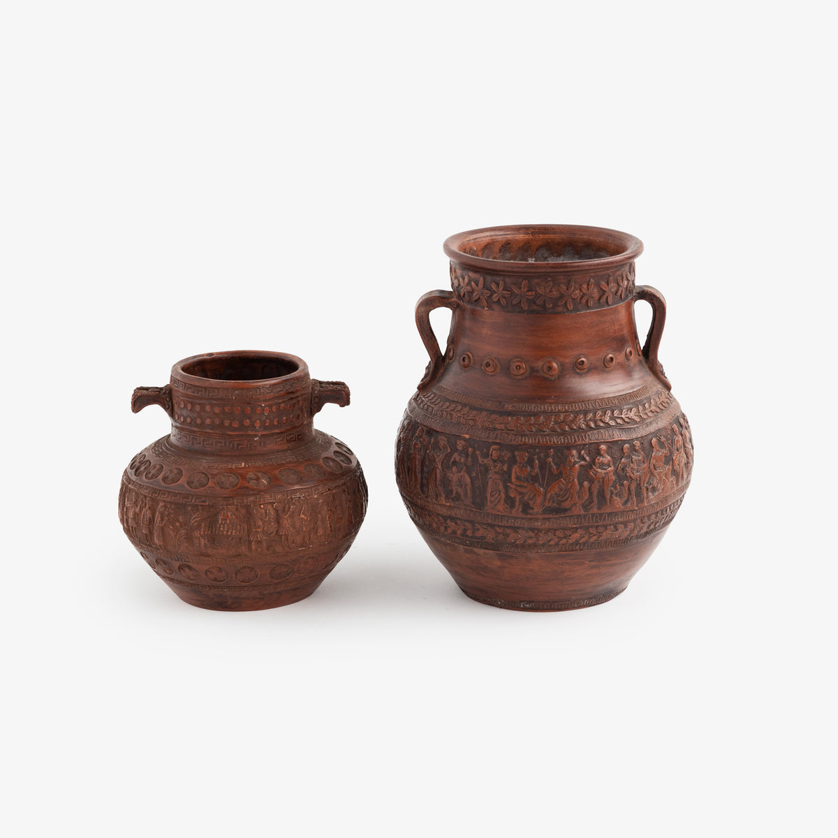 Greek Pair of Ceramic Folk Art Urns